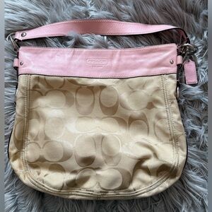 Coach Pink and Tan Shoulder Bag